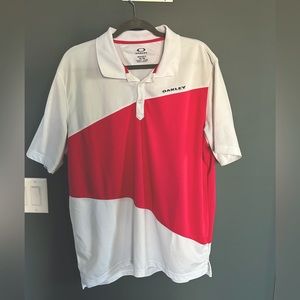 Oakley golf shirt, white and magenta pink